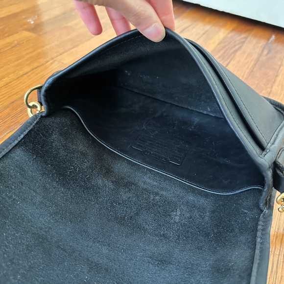 Vintage Black Leather Coach Penny Crossbody Purse - Picture 13 of 15